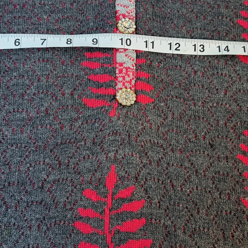 Red Maple Women's Sweater Dress Midi Length Jewel Button XXL Gray Leaves 3D - Picture 9 of 11